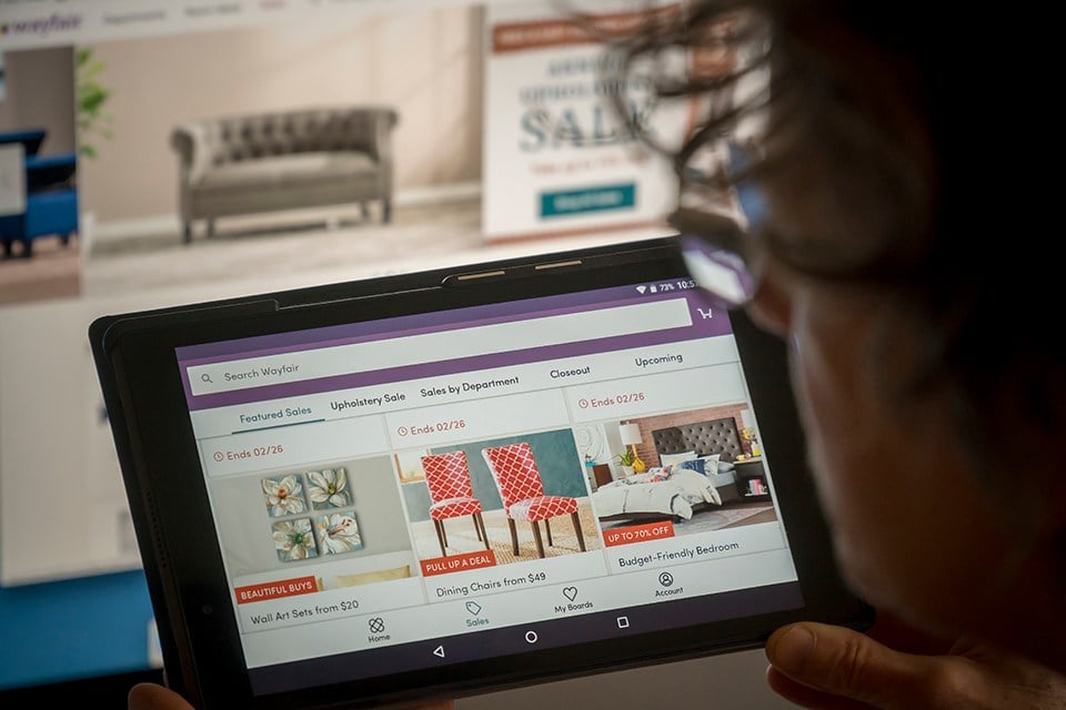 Browsing through the online marketplace Wayfair