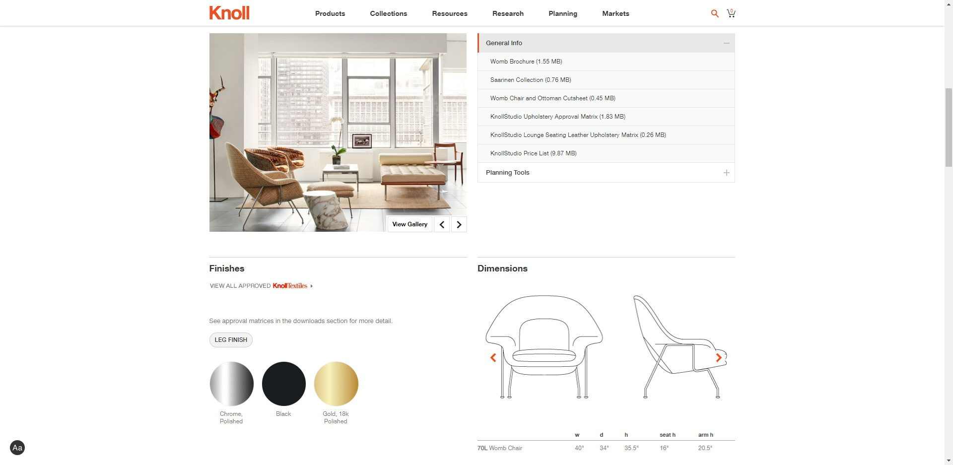 Knoll product info