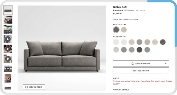 Crate and Barrel Gather Sofa