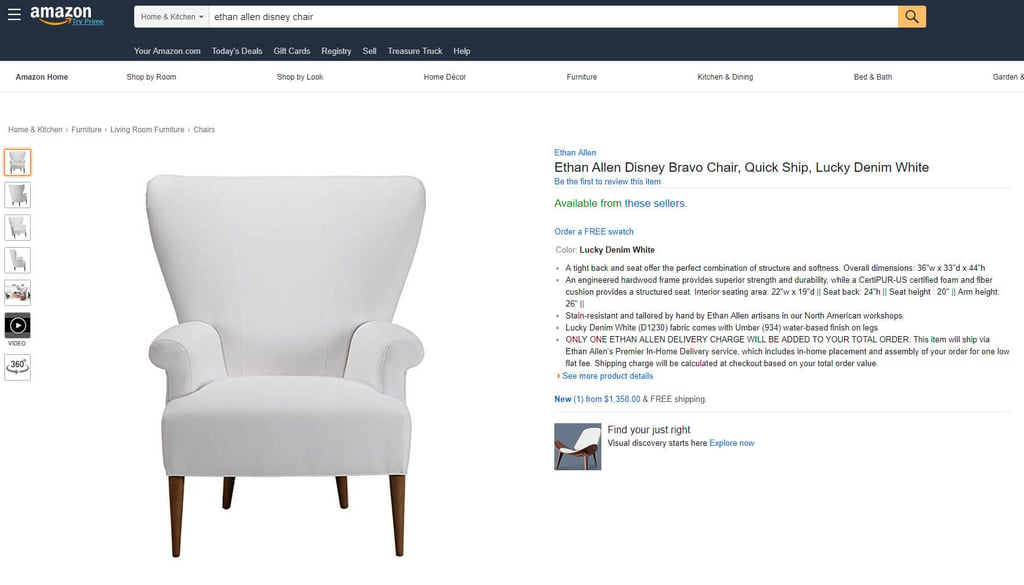Ethan Allen uses photorealistic visuals from the Content API for their Amazon product pages