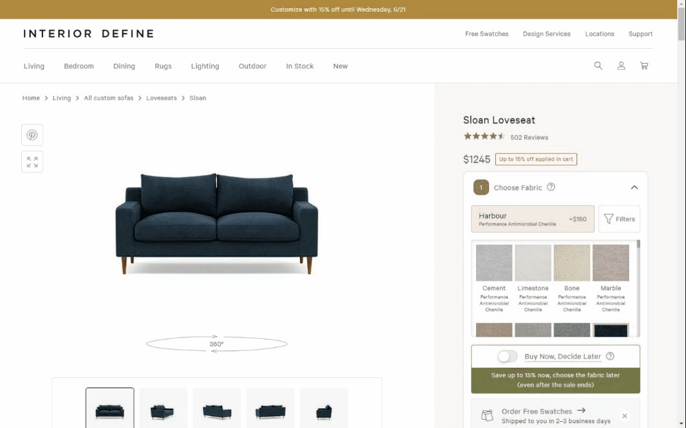 Interior Define product page