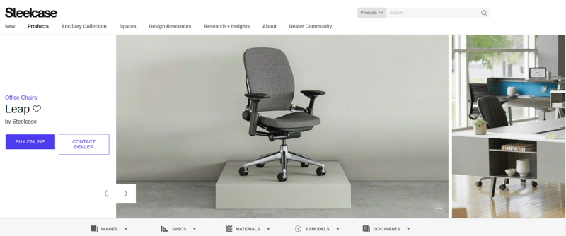 Steelcase product details page