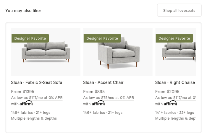 Interior Define product recommendations